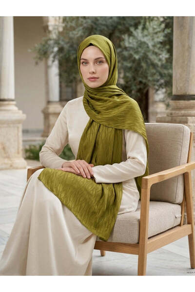 Nûda - Tarzın Değil , Tavrın Zarafeti Italian Jacquard Shawl Wave Pattern Gre...