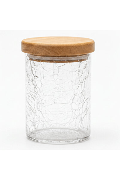 AKDC Ameco Crackle Glass Canister with Acacia Wooden Lid | Airtight Kitchen S...