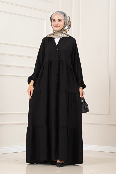 Sevitli Lilyum Fabric Robal Katya Dress-Black