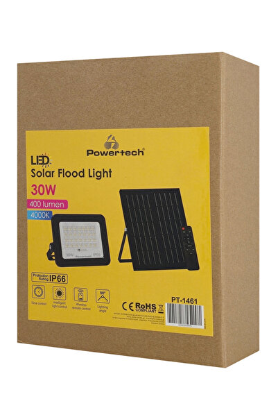 POWERTECH LED ηλιακός προβολέας PT-1461 με τηλεχειριστήριο, 30W, 4000K, 400lm...