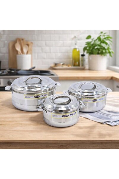laverahome Rim 3-Piece Food Container Set -Stainless Steel- Suitable for Work...