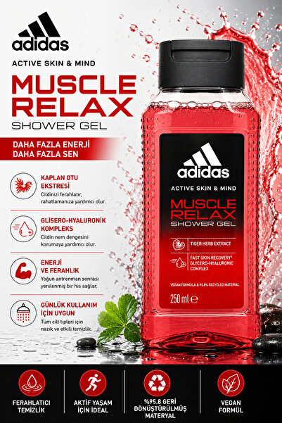 adidas Active Skin & Mind Muscle Relax Duş Jeli 250 ml - Tiger Herb Özlü Raha...