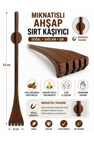 Genel Markalar Ahşap Evreni Mıknatıslı Ahşap Sırt Kaşıyıcı - 53 cm - Ceviz Ağ...