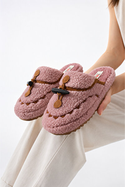 STOCON Cozy Button Plush House Slippers Non-Slip Sole Winter Women's House Sl...