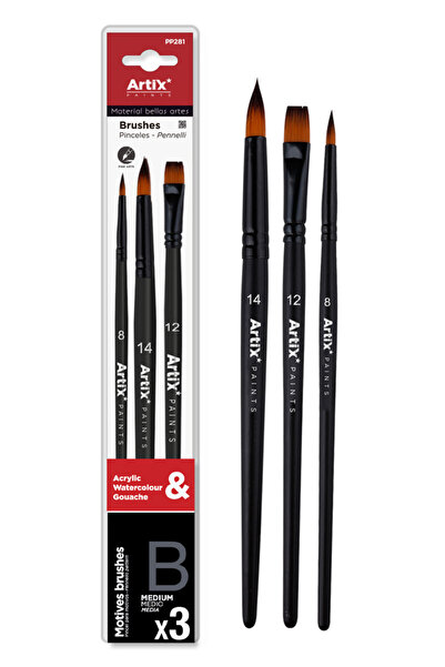 ARTIX PAINTS σετ πινέλων ζωγραφικής PP281, μαύρο, 3τμχ