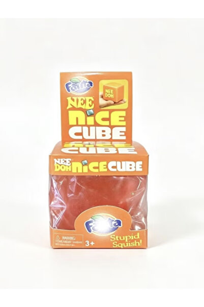 Needoh Orange ice cube squeezing toy, soft rubber squeeze-to-decompress toy, ...
