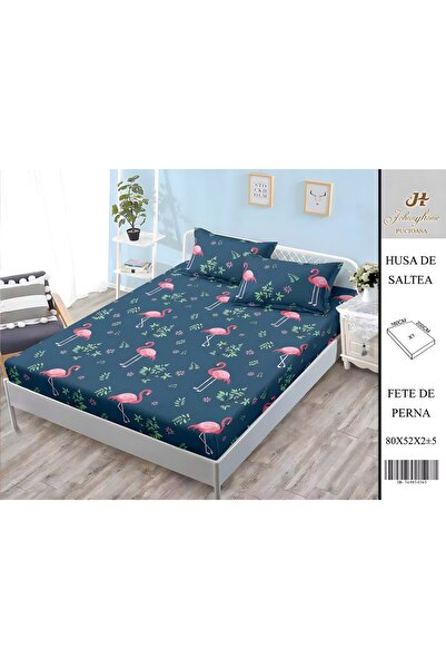 naniland.ro Husă de Pat Bumbac Satinat 2 Persoane 3 Piese cu Elastic 160x200 ...