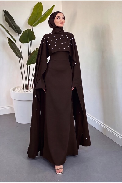 parla official Serenya Cape Stone Evening Dress Black
