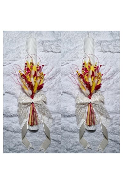 OEM Set de 2 lumânări pentru nuntă sau botez, din ceară, decorate cu flori us...