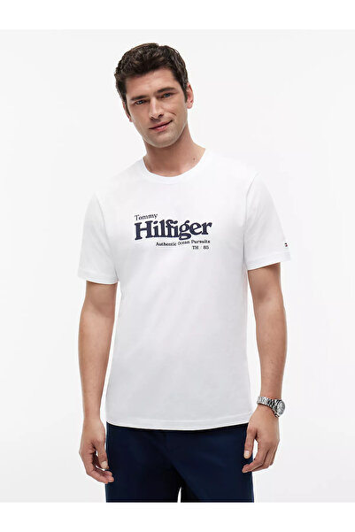 Tommy Hilfiger Erkek Normal Kalıp Logo Baskılı Yuvarlak Yakalı Pamuklu Kısa K...