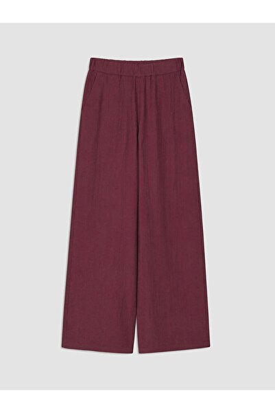 LC Waikiki Lcw modest burgundy elastic waist textured women's pants