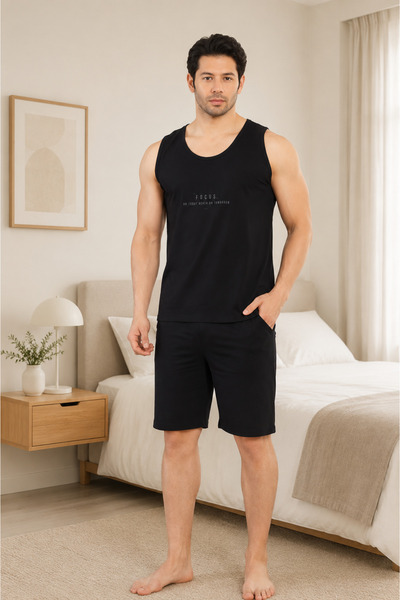 FORMO Premium Men's Viscose High Quality Zero Sleeve Shorts Pocketed Pajama Set