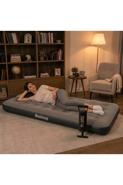 BESTWAY Single Tek Kişilik Şişme Yatak + El Pompası 185x76x22cm 671GY BW150
