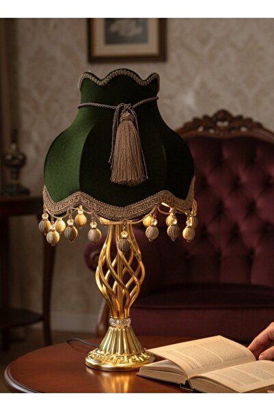 Dekovien Khaki Velvet Covered Gold Embroidered Headboard Metal Twisted Gold L...