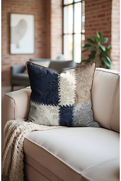 CANİLA Classic Patchwork Patterned Leather Luxury Cushion Cover 45X45Cm 1 Piece