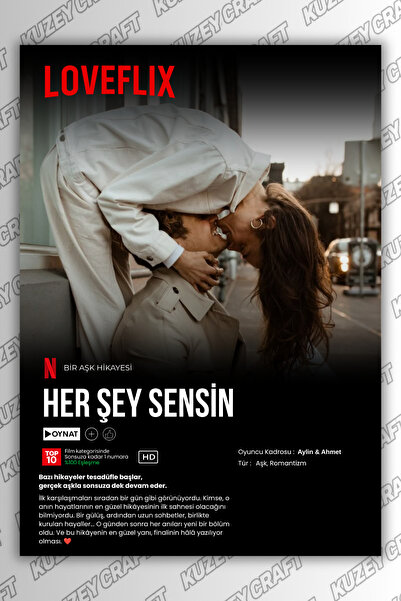 Kuzey Craft Kişiye Özel Film Posteri Tasarım Tablo - Sevgililer Günü Hediyesi...
