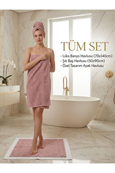 TEXTİLES MAGİC LAMP Magic Lamp Grand Luxury Premium 3-Piece Bath Towel Set