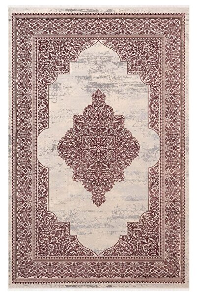 Silky IP023L Grey Claret Red Classic Belly Modern Pattern Cotton Sole Living Room Kitchen Rug No Powder