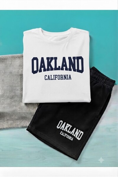 SILATU Unisex Oakland Printed Shorts T-Shirt Set