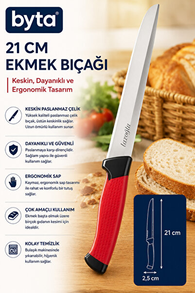 BYTA 21cm Stainless Steel Bread Knife Serrated Sharp Professional Kitchen Kni...