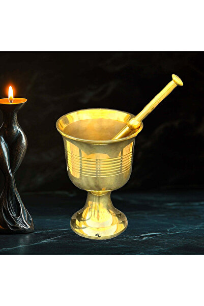 Al Athar Arts Brass Arabic Hawan Spices Crasher Pot 8 Inches Tall(H:8"W:6"Wei...