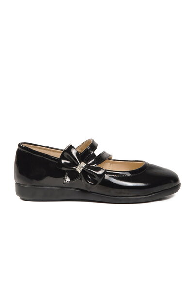 Arzen Black Patent Leather Girl's Ballerinas