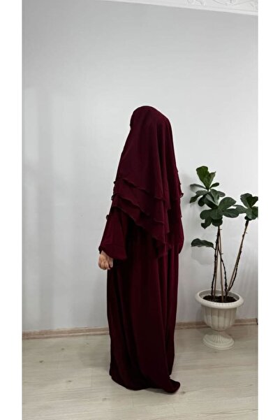 Hijab hayal takım medine ipeği elbise 3 katlı oval sufle