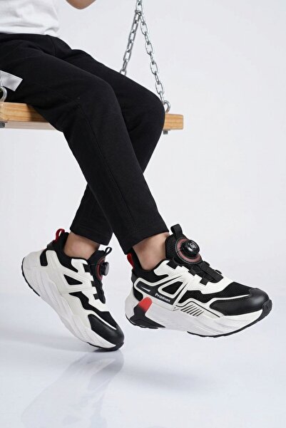 Promax Black and White Lace-Up Boys' Sports Shoes