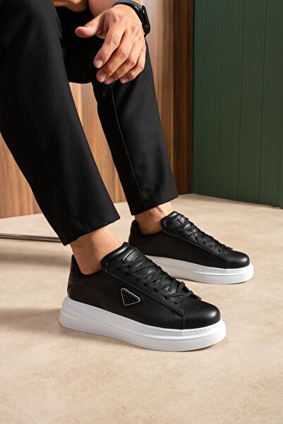 pabucmarketi Lace-Up Men's Sneaker Black (White Sole)