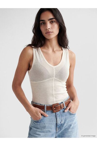 LC Waikiki Lcw Vision Beige V-Neck Women's Undershirt with Stitching Detail
