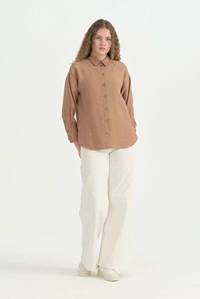 Nihan Low Sleeve Modal Shirt - Camel