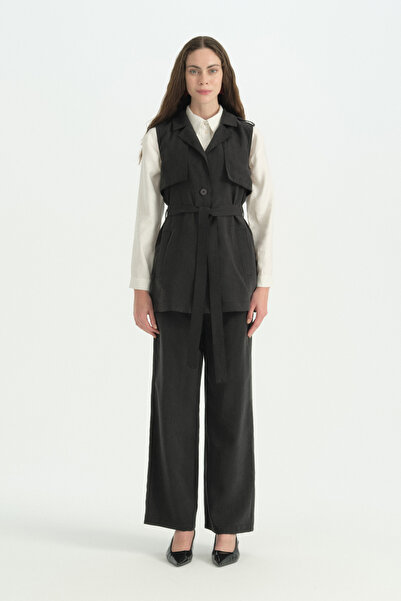Nihan Lyocell Vest Pants Set - Black