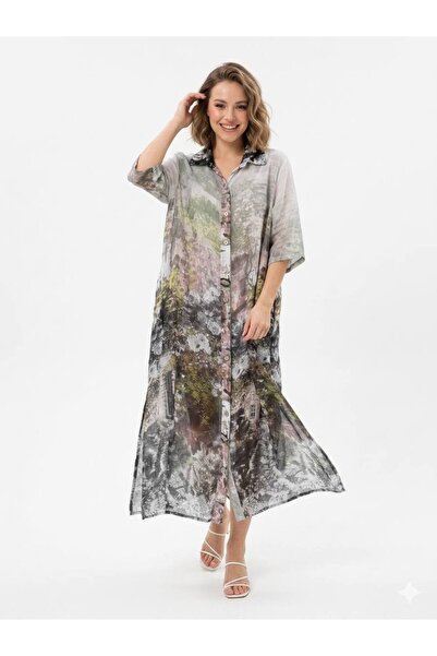Cb Made In Italy Fortuna Moda İtalyan İpek Detaylı Midi/Maxi Elbise – Zarif v...