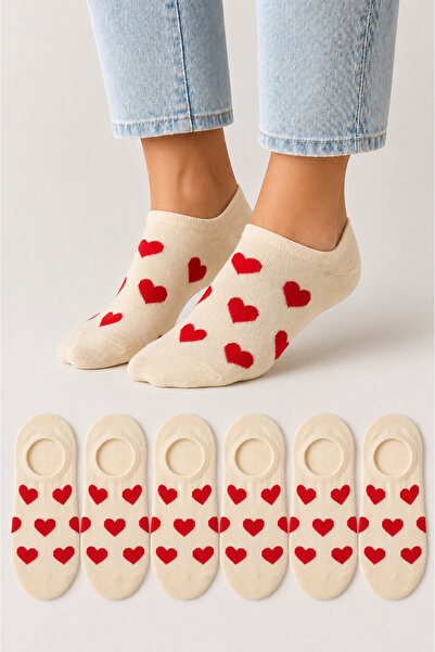 Ducks Socks Women's Seamless Soft Cotton Heart Patterned 6-Piece Sneakers Socks