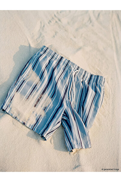 LC Waikiki Trendlucky Men's Striped Short Length Swim Trunks with Difference ...