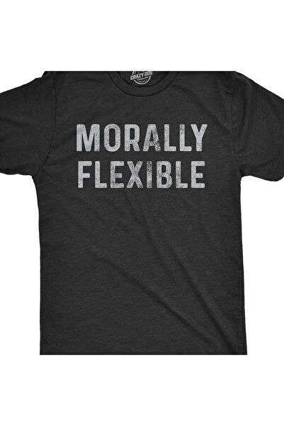 1001 Line Funny Heather Black "Morally Flexible" Sarcastic Graphic T-Shirt - ...