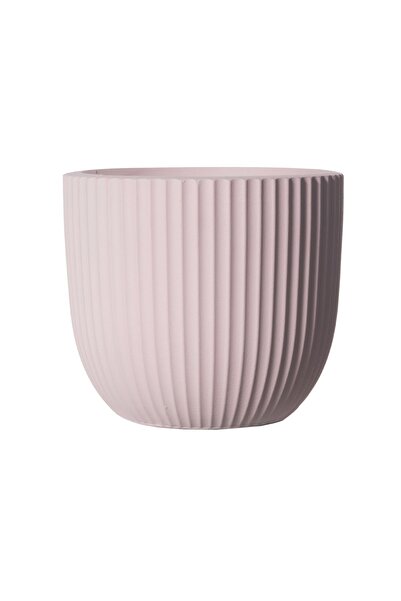 SUPERGREENS Γλάστρα Πήλινη Στρογγυλή "Stripe" Ροζ L 41x41x37 εκ.