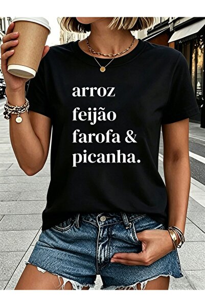 17 seramik تي شيرت مطبوع عليه عبارة "Portuguese Arroz Feijao Farofa Picanha B...