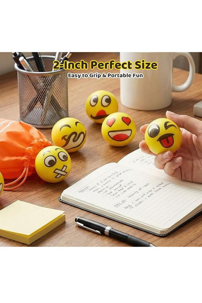 MİNGODAN Emoji Stres Topu 1 Adet Sıkmalı Sünger Top El Bilek Egzersiz Topu An...