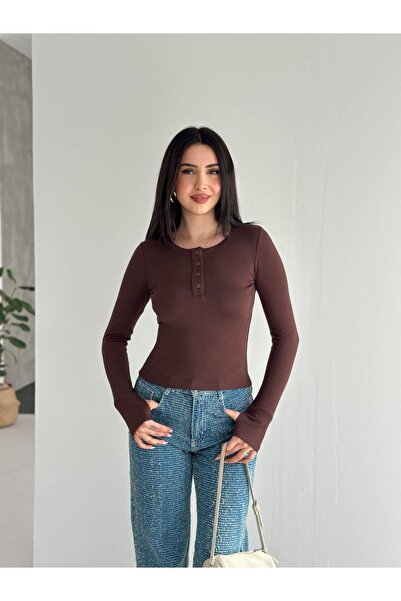 Jöns Butik Women's Button Detailed Long Sleeve Fit Blouse