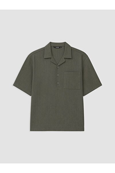 LC Waikiki Xside Khaki Relax Fit Men's Textured Shirt