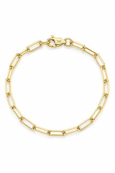KAIROS JEWELRY 14 Ayar Altın Ataç Zincir Bileklik İtalyan Papagan Kilitli