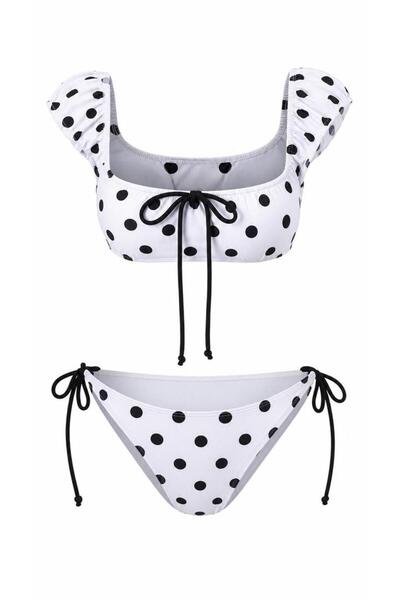 sayina Polka Dot Strap Bikini Set with Ribbon Detail