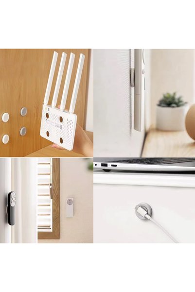 Rabelix Online Marketing Magnetic Mini Remote Control Holder Self-Adhesive Magnetic Remote Control Hanger Keychain and Cable Organizer White