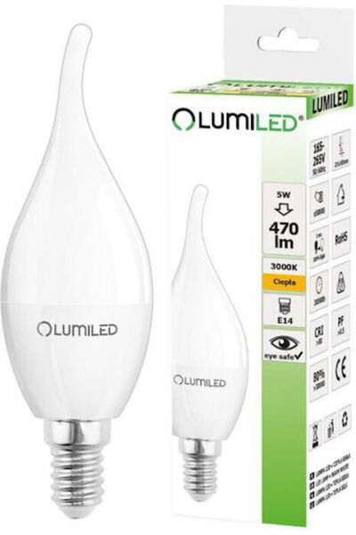 Lumiled Bec LED 5W pentru soclu E14 și formă BA35 Alb Cald 470lm