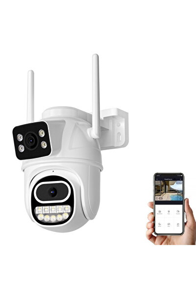 OnShop Camera Dubla PTZ Exterior 8MP WiFi, Rotativa, Vedere Nocturna IR, Dete...