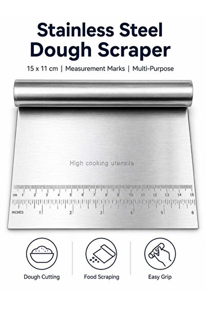 Generic Stainless Steel Dough Scraper 15cm | Pastry Cutter Bench Scraper | Ba...