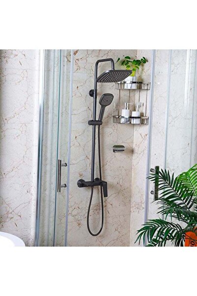 Milano Enzo Bath Shower With Rod & Rain Shower Complete Set, Rain Shower Comp...