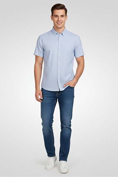 Max Crown Men Performance Fit Short Sleeve Allover Print Casual Shirt, Multic...