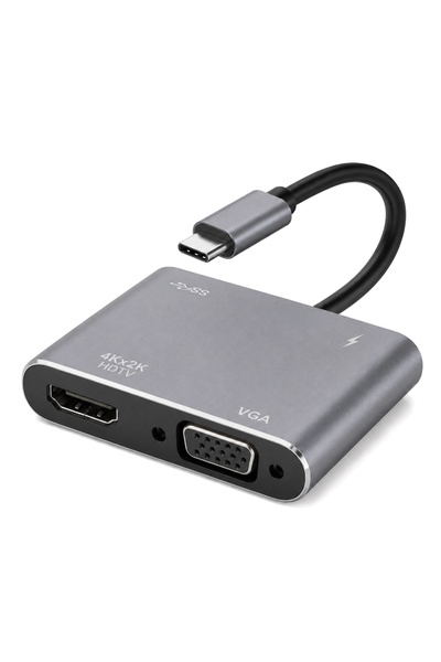 POWERTECH Σταθμός σύνδεσης CAB-UC101, 4 θυρών, USB-C, 4K, 100W, γκρι